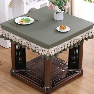 正方形烤火桌防水防油皮罩麻将机罩加厚防烫烤火炉桌套餐桌垫免洗