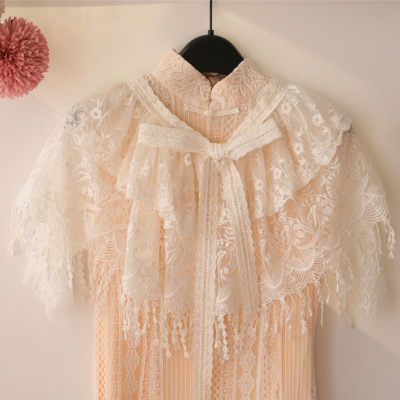 夏季流苏蕾丝斗蓬配礼服旗袍汉服外搭防晒外套新娘伴娘小披肩仙白