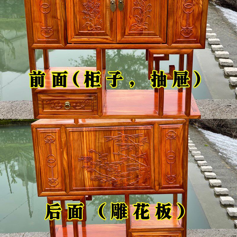 月亮门新b中式隔断客厅博古架月洞门伸缩玄关多宝阁实木置物架书