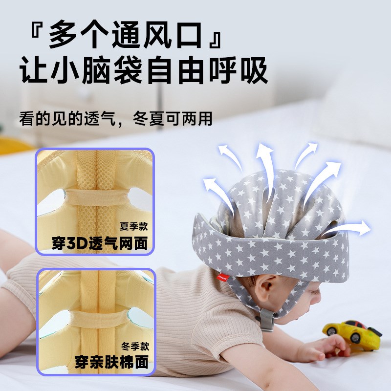 婴儿护头b帽防摔学步帽四季透气6月-5岁防撞头盔宝宝头部保护神器