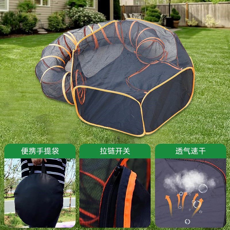流浪封闭式猫隧道便携可折叠狗窝套装猫窝钢丝宠物X帐篷通道现货