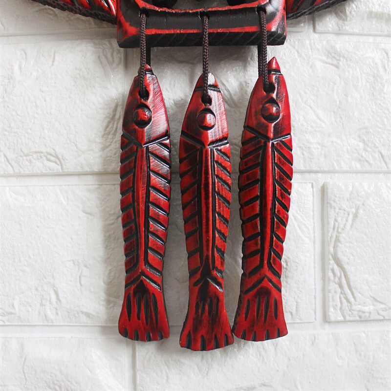 墙壁鱼挂件中式客厅墙面玄关电视背景H墙上装饰品壁饰五福临门墙