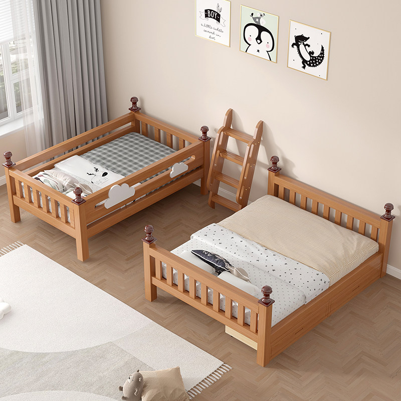 全实木上下双层h床儿童床男孩女孩双人床橡胶木上下铺高低床子母