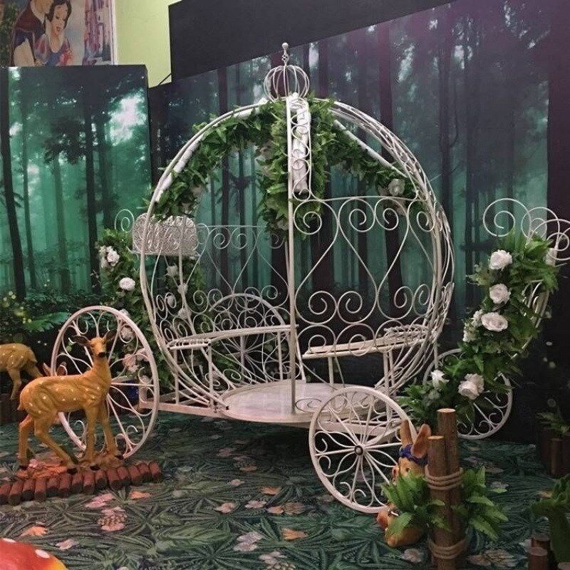 新款南瓜车大型道具摆件户外公主车马车装饰婚礼R婚庆道具铁艺浪