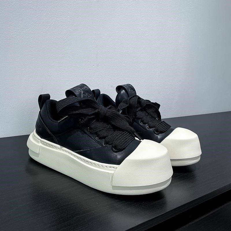 男鞋黑色大头板鞋男款小众鞋子A厚底松糕鞋休闲运动百搭阔版面包