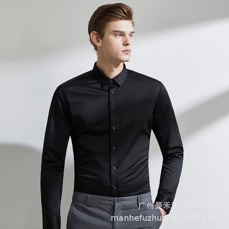 2023秋装新款男士长袖商务衬衫通勤正装工装工作服W职业装白衬衣