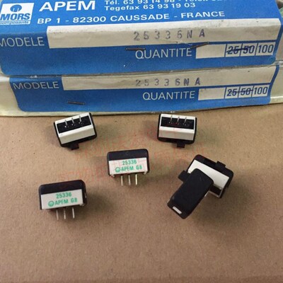 进口法国APEM 3脚2档拨动开关 25336NA 滑动开关 4A 125V 柄长2.5