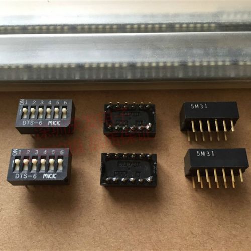 日本原装MKK 直插6位琴键式拨码开关DTS-6 2.54mm间距镀金脚平拨