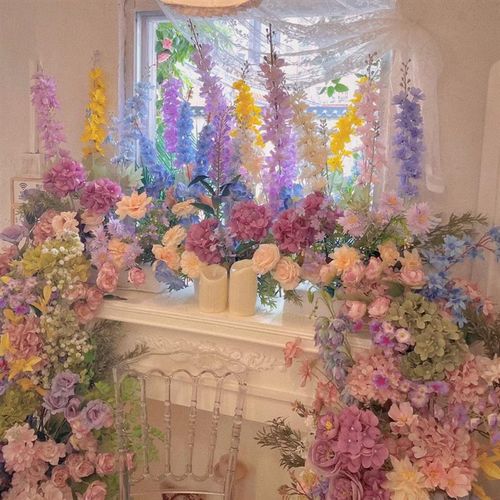 莫奈花园造景仿真花瀑布婚礼布置打卡多款式搭配出片高颜值仿真花