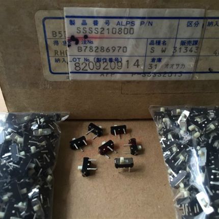 日本ALPS SSSS210800 拨动开关 2排 2档3脚 滑动开关 脚距2.54MM