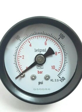 轴向背面直径40mm 双刻度压力表 10bar 150psi 螺纹ZG1/8 Y-40Z