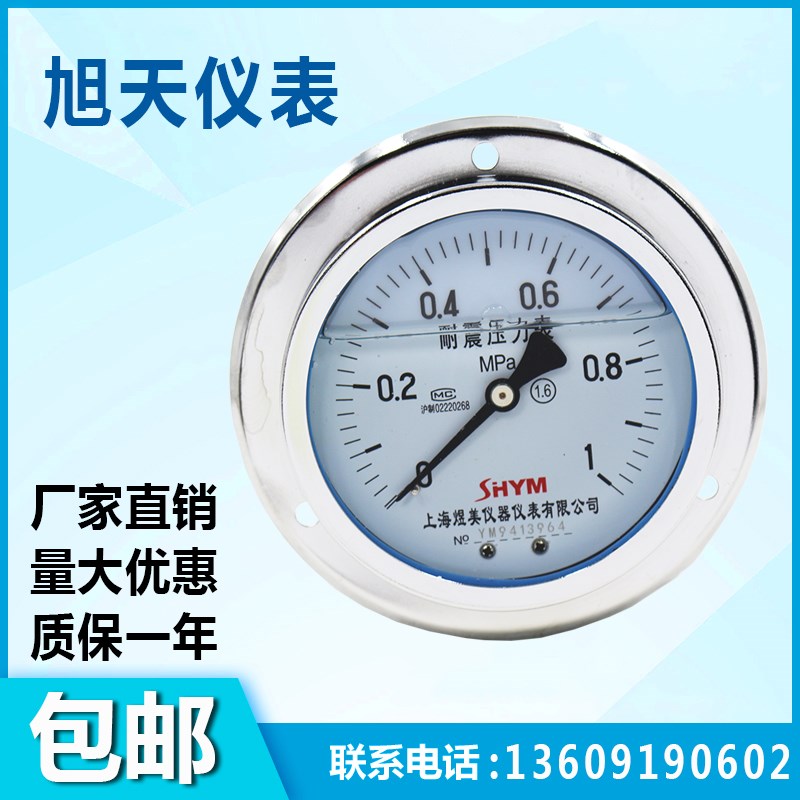 YN100ZT轴向带边耐震压力表真空表浸油式液压油压气压水压表40MPA