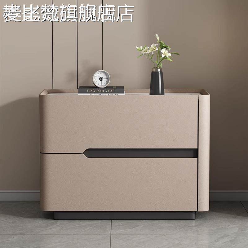 麦比梵意大利Normcore实木床头柜石板桌面落地主卧室床头储物