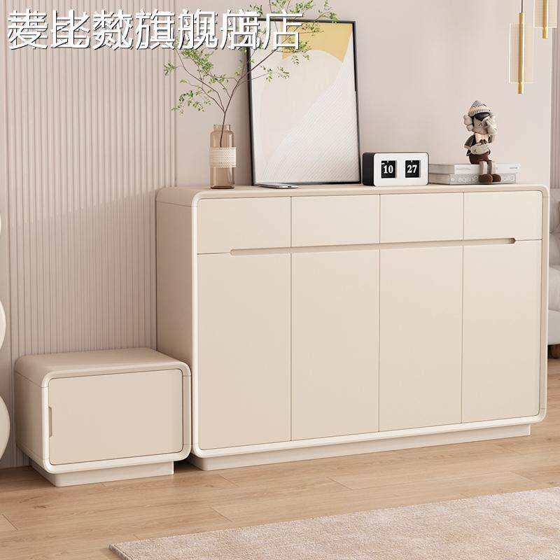 麦比梵奶油风鞋柜换鞋凳家用门口新款2025爆款玄关柜一体大容量多