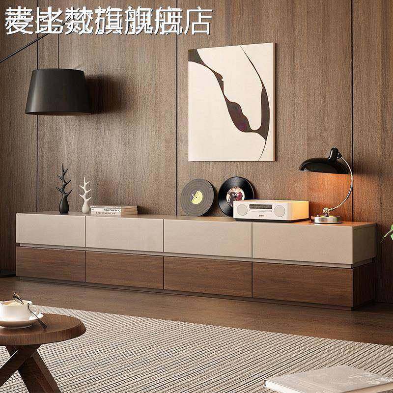 麦比梵实木电视柜落地中古风客厅家用2025新款小户型茶几组合储物