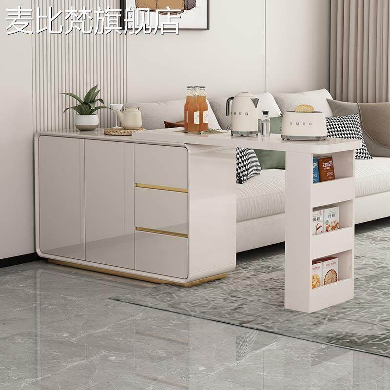 麦比梵现代简约吧台桌柜家用可伸缩客厅餐边柜隔断一体靠墙小户型储物