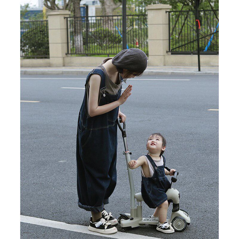 特别的亲子装母女母子装2024新款亲子牛K仔背带裤时髦洋气高级感