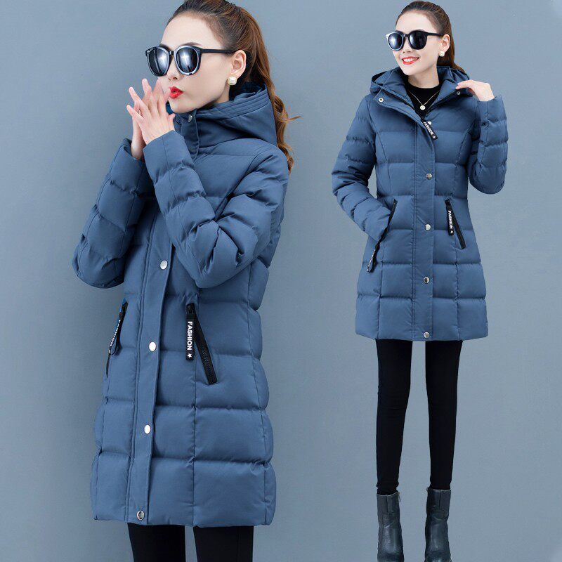 加大码冬装女2021新款韩版羽绒棉服中长款加厚修身200斤胖mm外套