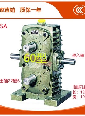 WPAS WPSA上下轴蜗轮蜗杆减速机60 70 80双层减速箱立式双胞胎铁