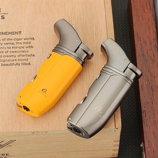 雪茄充气打火机个性防风创意通气针打孔器充气直冲火机一体化烟具