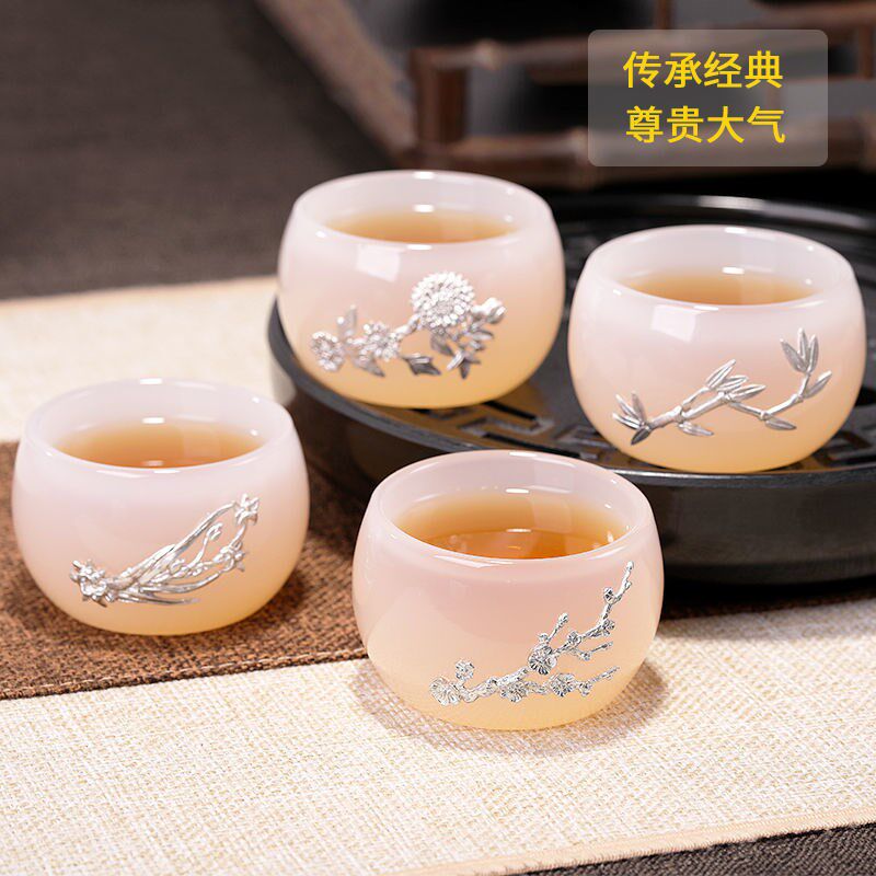 白玉瓷茶杯主人杯l个人单个琉璃功夫茶具套装茶道羊脂玉品茗杯