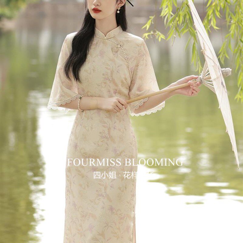 【花样年华】国风旗袍改良年轻连衣裙2024新款日常可穿温柔中式