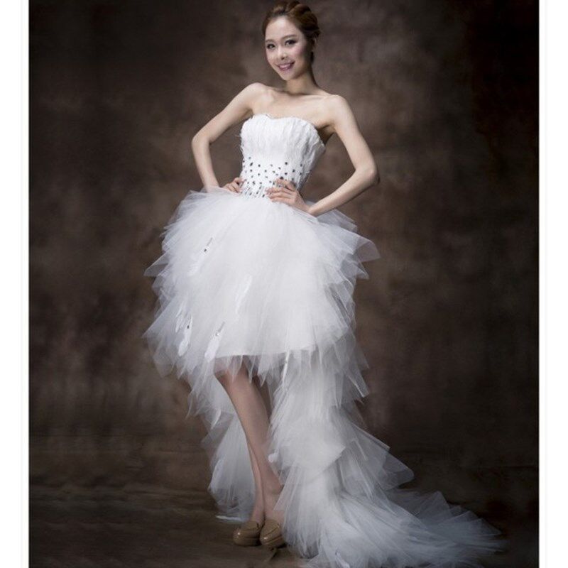 婚纱礼服2021新款夏季新娘抹胸梦幻显瘦韩版拖尾前短后长小个子裙