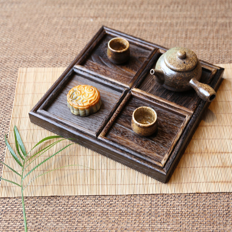 多功能日式实木托j盘 茶托 茶盘 木托盘 五件套木质茶托 茶具配件