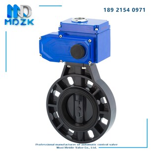 MDZK D971X 10S电动软密封对夹式 UPVC塑料耐酸碱蝶阀
