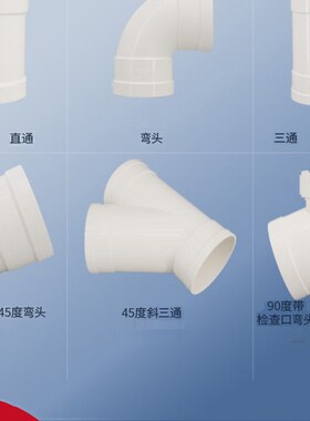联塑Pvc排水管配件50直接90度弯头75管件110污水下水管道160