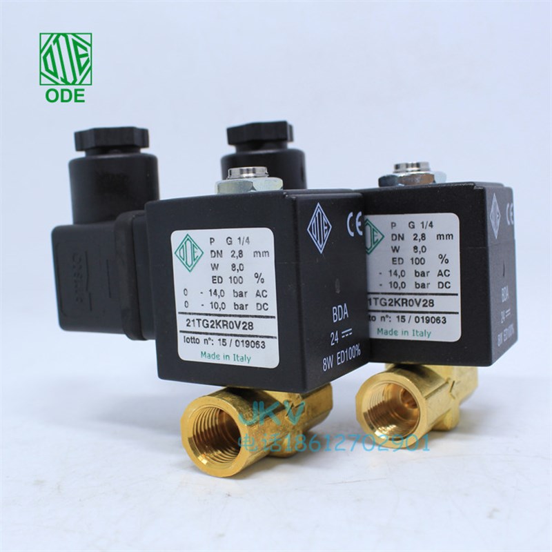意大利ODE 微型电磁阀 21TG2KR0V28 丝扣两通常闭式2分现货AC24V