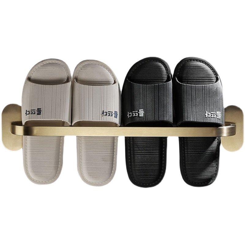 浴室拖鞋架金e色壁挂式免打孔不锈钢卫生间厕所鞋子收纳置物架加