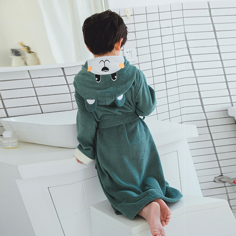 A类纯棉毛巾儿童浴袍男童女童宝宝吸水可穿浴巾春秋游泳加厚浴衣