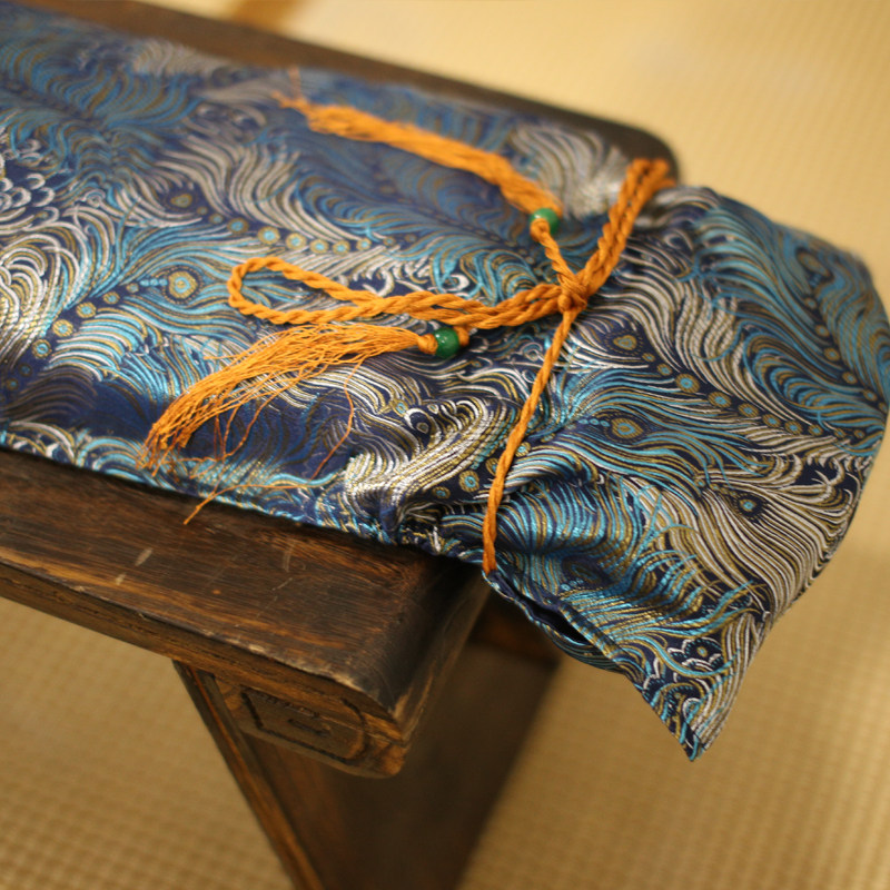 系带古琴罩可挂墙古琴q盖布 丝绸防尘罩织锦琴罩 古琴专用防尘盖