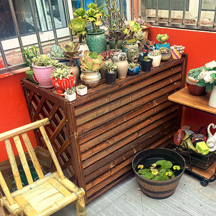 阳台空调罩外机保护罩遮挡板百叶格F栅挡风板装饰美化置物架防护