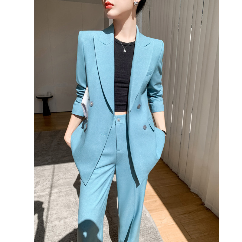 休闲西装套装女高级感职业正装时尚气质阔腿裤小个子西服外套春秋