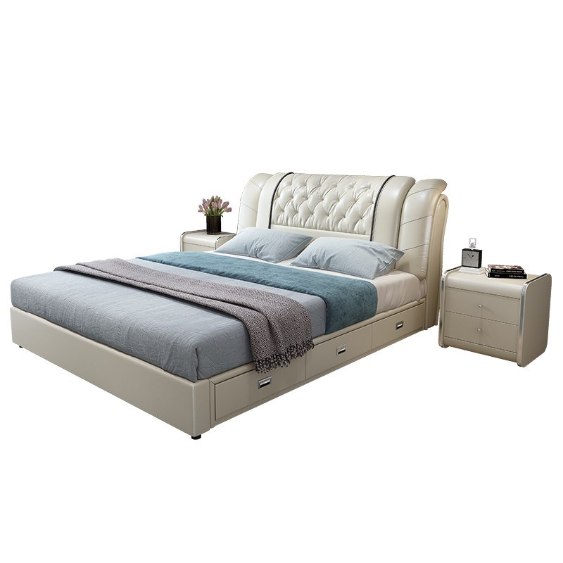 皮床1.8米主卧2米大床榻榻米双人储物童床科技布艺1.5m床现代简约