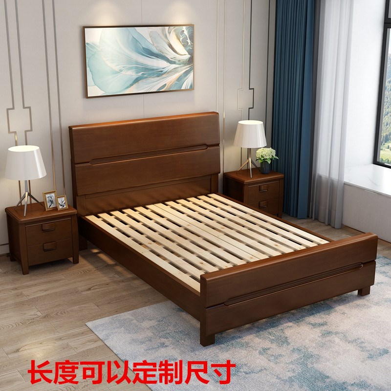 实木床1.35米带抽屉床1米5气压储物1.2米经济型90cm公分宽单人床图片