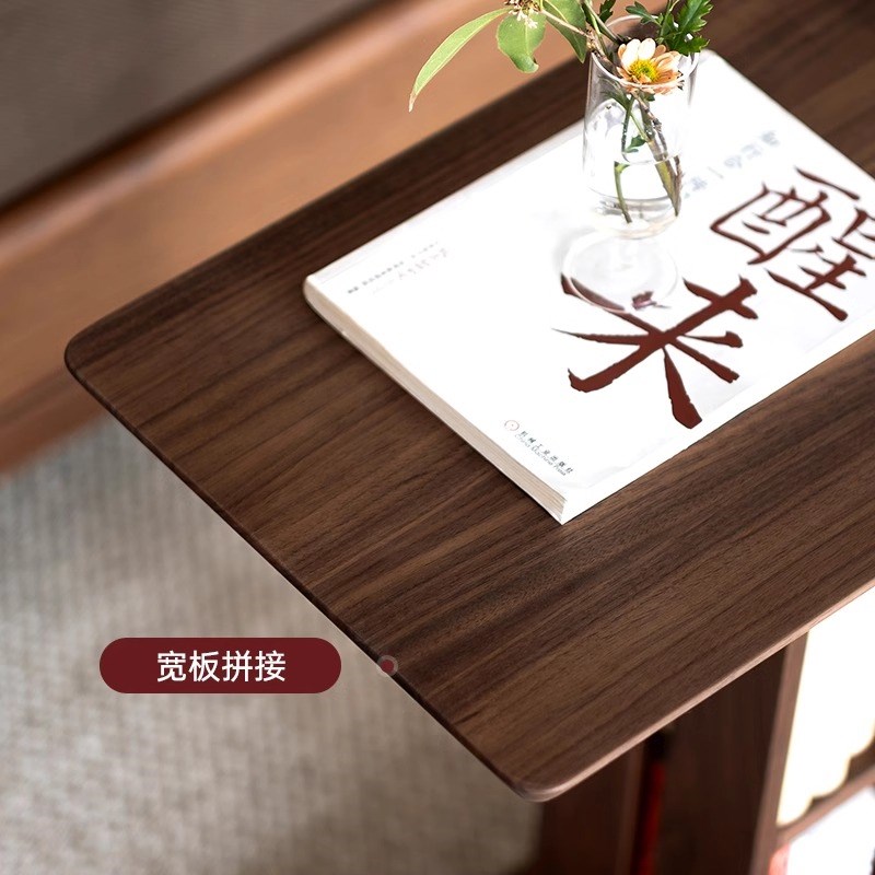 边几黑胡桃木可移动茶几小桌子沙发角几实木小桌子新中式