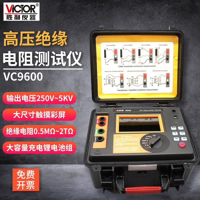 胜利高压绝缘电阻测试仪 兆欧表 电阻测试器VC9600B/S