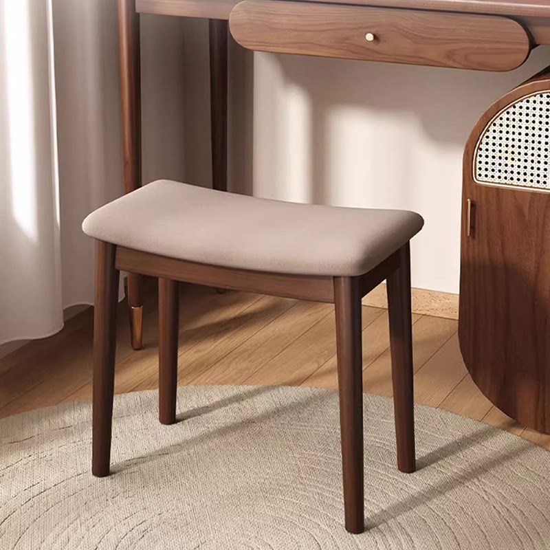 轻奢实木化妆凳梳妆凳简约小矮凳换鞋凳子女生卧室梳妆台凳子椅子