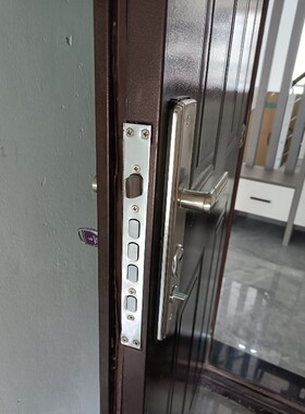 .不锈钢防盗门锁套装木门把手面板家用通用型锁具锁芯大铁门锁手