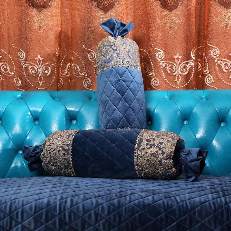 欧式沙发糖果抱枕荷兰绒奢华靠垫靠枕腰枕圆柱枕套圆形脊椎枕头套