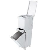 甄选厨房双层分类垃圾桶大容量按压式 带滑轮垃圾箱带盖干湿分离垃