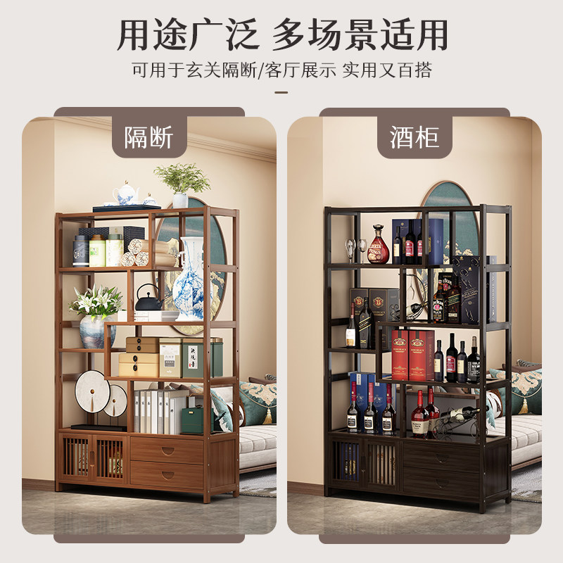 新中式博古架茶货隔断展示柜非实木茶具摆放多宝阁茶叶茶室置物架