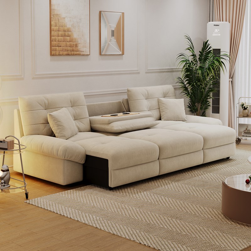云朵沙发布艺客厅现代简约伸缩人类狗窝布艺懒人多功能直排沙发床