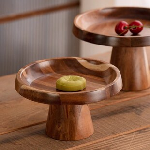 高脚实木蛋糕盘托 托盘带盖子玻璃罩防尘水果盘糖果盘面包甜品展