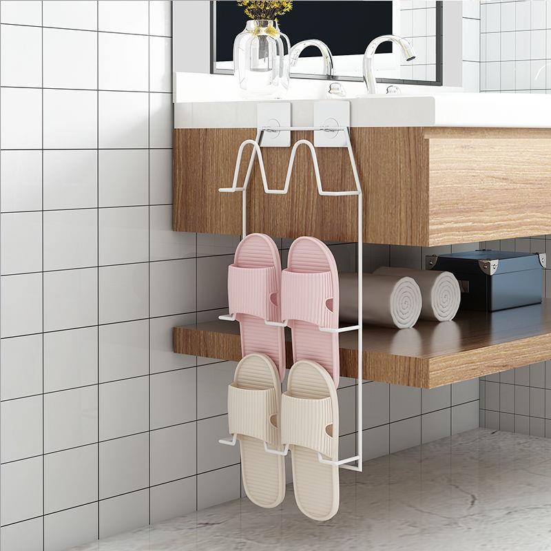 网红浴室拖鞋架壁挂式厕所鞋子收纳置物架卫生间门后免打孔鞋架子