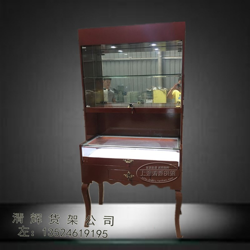 新款欧式红木珠宝柜 饰品柜 木质展示柜 首饰展柜 玉器珠宝柜台古