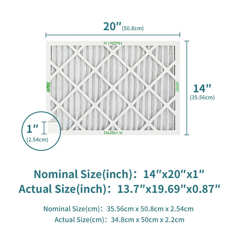 甄选14x20x1板式纸框过滤器 MERV 13(6片装 )HVAC/AC/Furnace空气